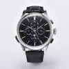 Montres-bracelets 44mm cadran noir phase de lune jour date multifonction automatique montre pour homme 231110