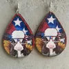 Dangle Chandelier Funny Design Personalized Animal Earrings American Independence Day Earrings Texas West Farm Pig Dog Cow Wooden Earrings Z0411
