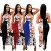 Novo designer sem alças maxi vestido de verão feminino bonito sem costas split longo estilo festa bodycon vestido senhoras casual impressão vestidos festa clube wear atacado 9680