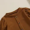 Kleidungsstücke Chilren Baby Girls 2pcs Röcke Anzug Anzug Langarm Crew Crew Neck T-Shirt Falten A-Line-Rock Oberbekleidung
