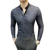 Herren-Freizeithemden, hohe Qualität, Übergröße, 4XL-M, langärmelig, gestreift, für Herrenbekleidung, Business, formelle Kleidung, Slim-Fit, soziales Hemdkleid