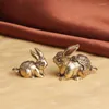 Decorações de jardim bonito mini ornamento de bronze decoração pingente pequeno animal em miniatura criativo retro mesa decorativa