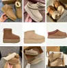 Designers australiens Bottes de neige Femmes Tasman Wool Martin Ug Pantoufles Glie combinent peau de mouton et cuir peluche épais dopamine imperméable pluie chaussures à la mode