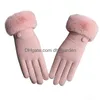 Five Fingers Gloves Women Driving Fl Finger Gloves Button Decor Plush Lined Touch Sn Mittens Drop Delivery Fashion Accessori Dhgarden Dhqfw