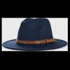 Chapéus largos chapéus chapé de balde largura lã grande chapéu de fedora para mulheres com fita de couro gentleman elegante senhora britânica igreja jazz chapéu de panamá hat 230410