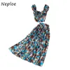 Zweiteiliges Kleid Neoe Womens Fashion Skrit Set Womens High Waist Flower Print DressSleeveless Short Tank Top Cut Top Two Piece Set 230410