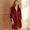 Kvinnors sömnkläder Kvinnor Robes Satin Lace Bathrobe Sleeping Dress Soft Home Wear Nightgown Sexig underkläder Bad Robe Sleep Tops 2023