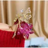 Brooches Luxury Blue Pink Crystal Angel Wing Brooch Pins For Woman Trend Gift Atmospheric Zircon Flower Women's Accessori