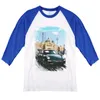 Heren t shirts s mode heren t-shirt auto printes coole man man man mannelijk ontwerp drie kwart raglan mouw heren t-shirt