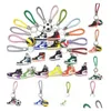 3st/sets Sile 3D Sneaker Ball Rope Keychain Basketball Football Volleyball Sport Shoes Keycring Bag Keychains for Men Women mode DHKDF