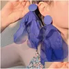 Boucles d'oreilles bleues exagérées à la mode, cadeaux de vacances à longue frange de haute qualité pour livraison directe Dhvro