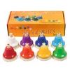 Trummor Percussion 8-Note Hand Bell Children Music Toy Rainbow Percussion Instrument Set 8-Tone Bell Rotating Rattle Nybörjarutbildningsleksaken 230410