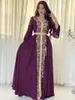 Ubranie etniczne Eid al-adha arabski dubaj haft haftowa sukienka muzułmańska przyjęcie obiadu abaya elegancka wieczór Suknia z długim rękawem