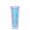 텀블러 대용량 커피 컵 710ml 뚜껑과 밀짚 물 머그 텀블러 이중 레이어 플라스틱 크리에이티브 다이아몬드