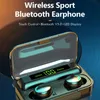 F9-5 fones de ouvido sem fio 5c TWS Bluetooth 5.0 Earónos 9D Música estéreo HandsFree 200mAh Caixa de carregamento com fones de ouvido de microfone esportivo