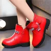 Kids Boots Bowknot Leather Rhinestone Girls Ankle Boots Autumn Winter Children Martin Boots Cute Toddler Baby Short Boots