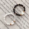 Band Rings Fashion Natural Stone Moonstone Obsidian Rings For Women Girls Stainless Steel Beaded Ring Wedding Party Jewelry Gift Wholesale P230411