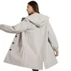 Women's Trench Coats Fashion Coat Female Autumn Casual Hooded Medium Long Overcoat Loose Windbreaker Spring Plus Size 231110