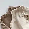 T koszule Baby Boy Przyjazd moda Odrzuć kołnierz polo rękawów t -koszulka dzieciak luz cienki oddychający dla dzieci bawełniany tshirt 230411