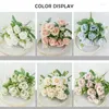 Flores decorativas 10 cabeças Mini Rose Artificial Flower Bouquet Cena de casamento Layout