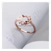 Fashion Creative Butterfly Flowers Crystal Finger Wedding Rings for Women Rose Gold Zircon Glamour Ring Jewel Girl Gift Drop Deliver Dh2db