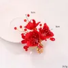 Hair Clips Red Women Hairpin Crystal Pin Wedding Accessories For Party Evening