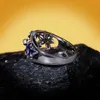 Bandringar utsökta damer zirkon smycken ring handgjorda emalj epoxy violet blommor färg ring 925 silver cocktail party damer zirkonring p230411