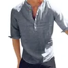 T-shirt da uomo da uomo con risvolto superiore camicia allentata quotidiana manica lunga in cotone abito corto aderente da uomo casual