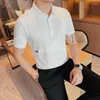 Polo's voor heren vaste kleur revers Polo shirts heren mannen zomer korte mouw mode splicing buckle casual business tee tops kleding