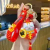 Nytt kinesiskt element Tassel Cartoon Lucky Cat Keychain Women Cat Car Key Ring Charm Bag Pendant Key Chain Presenttillbehör