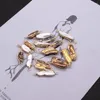 Charms 1 Piece Natural Freshwater Pearl Long Bar Shaped Zinc Alloy Wrapped Pendant Connector DIY Necklace Bracelet Jewelry Gift Making