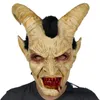Party Masks Lucifer Cosplay Mask Demon Devil Horn Latex med Bloody Mouth Halloween Horror Costume Props 230411