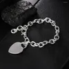 Lien Bracelets Fine 925 Couleur Argent Charme Coeur Carte Chaîne Pour Les Femmes De Noce Classique Dame Vacances Cadeaux De Mode Bijoux