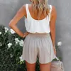 Shorts femininos Mulheres 2023 Casual Summer Ruffle elástico de cintura alta calça smocked simples simples requintado versátil em estoque