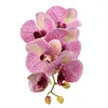 Kwiaty dekoracyjne 6 głów fałszywe 3D sztuczne rośliny dekoracja świąteczna na rok phalaenopsis biały jedwabny orchidea wazony ślub ślub