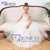 Girl Dresses White Lace Flower For Wedding With Trailing Birthday First Communion Party Kids Special Occasion Ball Gown