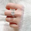 Cluster Rings WPB S925 Sterling Silver Rectangular Cut Square Diamond Ladies Sparkling Carbon Diamonds Luxury Jewelry Gifts Party