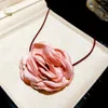 Choker 1 PC Big Rose Collier Romantique Fleur Doux Réglable Mince Corde Chaîne De Mode De Mariage Pour Les Femmes