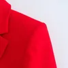 Vestido de duas peças ZatrHmbm 2023 Moda chique Mulheres vermelhas finas Blazer vintage Manga longa de capa de casaco de manchas de bolso de bolso de roupas elegantes