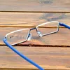 Solglasögon upp till halvkantslegering Blue Frame Portable SPEACLES Multibelagda linser Fashion Reading Glass 0,75 till 4 med fodral