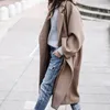 Women's Trench Coats Women Fashion Solid Color Outwear Winter Long Sleeve Lapel Jacket Rain Jean Woman Stylish Jackets