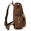 School Bags Drop Leather Backpack Vintage Top Grade Fashion Bag Pack Travel Men Male Day Crazy Horse