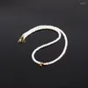 Choker Vintage 26 Initial Letter Necklace Women Classic 4mm Imitation Pearl Bead For Jewelry Gift