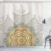Duschvorhänge, antiker Vorhang, floral, rund, mit geometrischem, rotierendem, dekorativem Muster, Haken, wasserdichter Stoff, Badezimmer-Dekor