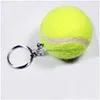 100st/Lot Green Tennis Shaped Key Chain Simation av liten ringdiameter om 3 cm sporttillbehör Drop Delivery Dhjye