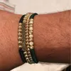 Bedelarmbanden Nadeem anil arjandas merk 3pcs/sets heren plave setting zwarte cz bar armband met 5 mm koperen kraal vlechten macrame set