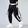 Men's Pants Streetwear Spring Casual Men's Pants Cotton Harem Ribbons Joggers Men Patchwork Fashion Ankle Length Jogger Pants For Boys W0414