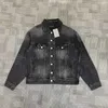 Kvinnorjackor Designer BL23SS Loose Men's and Polo Collar Autumn/Winter Jacket Washed Old Hole Patched Denim Coat Zahk