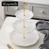 Teller Europa Bone China Double Triple Decker Gerichte und Gold Phnom Penh Kuchen Gebäck Obstschale Keramik Tablett Party Dekoration