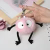 Porte-clés en peluche boule de charbon de carbone noir, jouet en peluche doux, pendentif rose, sac réel, porte-monnaie, décoration de chaîne